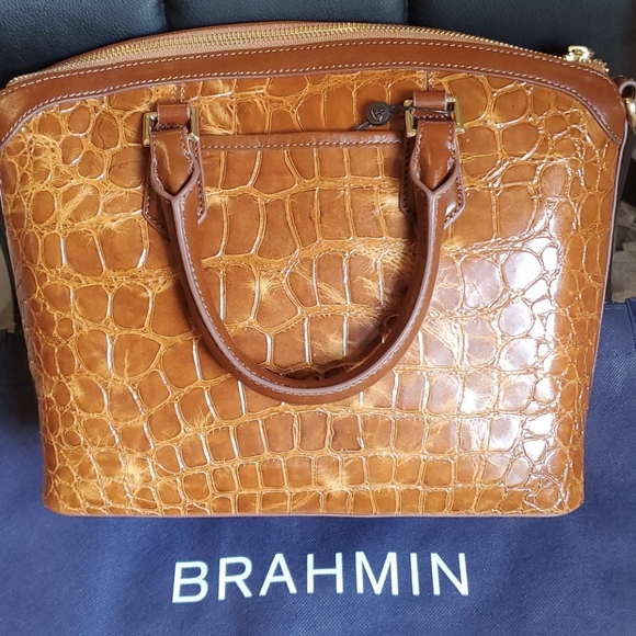 💲SOLD🧾Brahmin Medium Satchel in Tan Gustavo - Picture 5 of 10